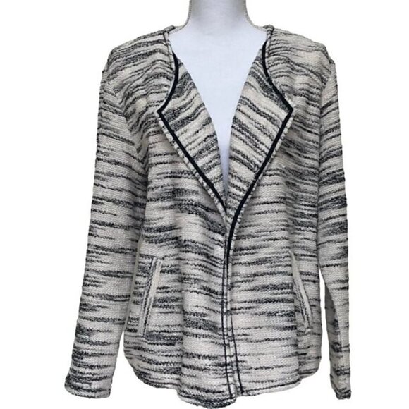 Style & Co. Jackets & Blazers - Style & Co. Open Front Cardigan Jacket Black and White with Pockets - Size XL